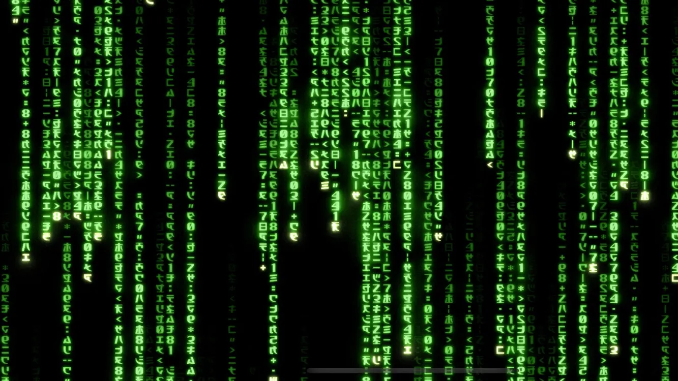 Dense bright-green katakana rain filling the screen — Code Rain app